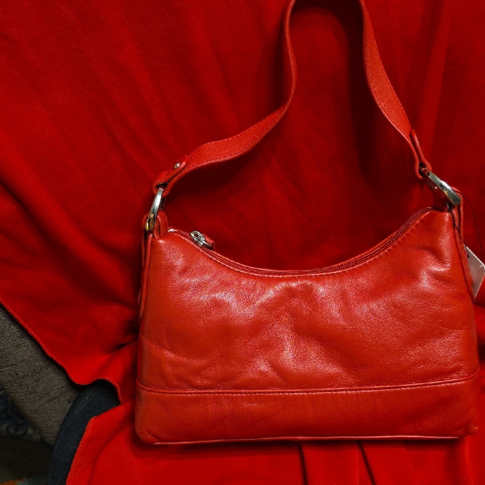 Red Leather Shoulder Small Bag